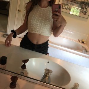 White floral crop top